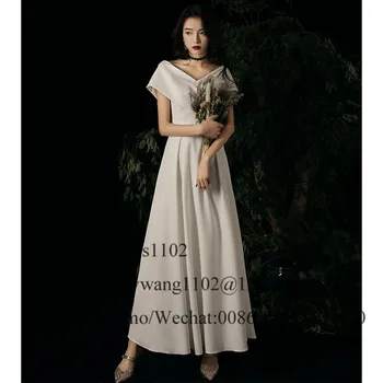 Mbcullyd En Linje Korea Bryllup Kjoler 2020 Elegant Off Skulder Boho Bruden Kjole For Kvinder suknia slubna Hvid Vestido De Noiva