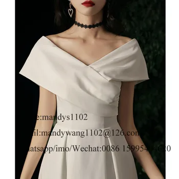 Mbcullyd En Linje Korea Bryllup Kjoler 2020 Elegant Off Skulder Boho Bruden Kjole For Kvinder suknia slubna Hvid Vestido De Noiva
