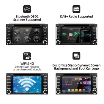 2 Din Android 10 Quad Core Universal Bil DVD-Radio GPS-Stereo Til Toyota Corolla Camry Prado RAV4 Hilux VIOS Wifi Bluetooth-DAB