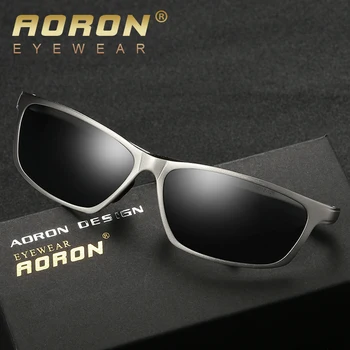 AORON Mænd Polariserede Solbriller Night Vision Drivere Beskyttelsesbriller UV400 Spejl, Aluminium, magnesium Sol Briller Metal Mandlige Gla