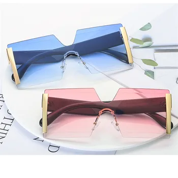 2021 Nyeste Design Stor Ramme Overdimensionerede Solbriller Kvinder Luksus Mærke Stor Flad Top Solbriller Trendy Pladsen Gradient