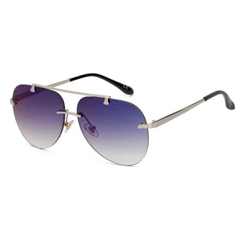 Uindfattede Legering Pilot Solbriller til Mænd 2020 Mærke Gradient Sol Briller Kvindelige Metal Oval Nuancer Sort Oculos De Sol Masculino