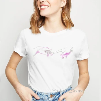 Akvarel hænder print girl power t-shirt kvinder tøj 2019 vogue feministiske sjove t-shirts femme harajuku-shirt streetwear toppe