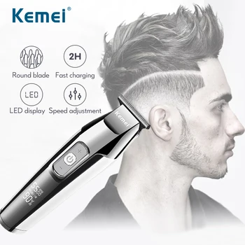 Kemei Professionelle Hair Clipper LCD-Skærm, 0mm Baldheaded Skæg Trimmer Mænds Elektrisk Hår Opskæring Maskine Klipning Razor 40D