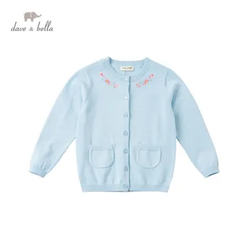 DKH16385 dave bella foråret spædbarn baby girls fashion 5Y-13Y blomstret cardigan børn toddler pels børn sød strikket sweater