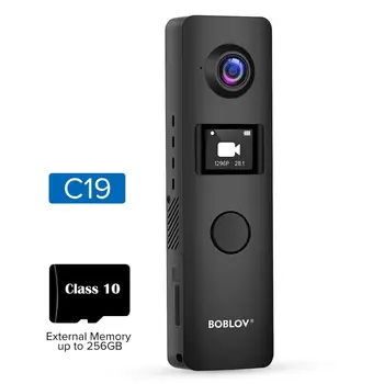 BOBLOV C19 Krop Kamera, 1080P Mini Bike Riding Bærbare Slidte Cam OLED-Skærme 4 timer-Optagelse DVR APP Control WIFI Mini Kamera