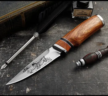 Nye jagt kniv ren manuel smedet udendørs overlevelse lille straight Træ-håndtag af høj hårdhed af skarpe knive