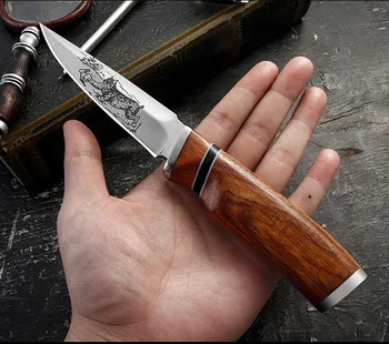 Nye jagt kniv ren manuel smedet udendørs overlevelse lille straight Træ-håndtag af høj hårdhed af skarpe knive