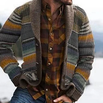 Western Stil Sweater Hot Salg Mænd Strik 2020 Spring Ny Stil Trykt langærmet Sweater Toppe, Cardigans til Mænd