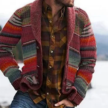Western Stil Sweater Hot Salg Mænd Strik 2020 Spring Ny Stil Trykt langærmet Sweater Toppe, Cardigans til Mænd