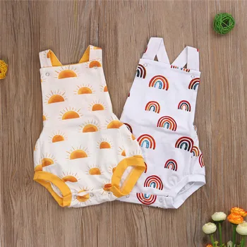 Nyfødte Baby Piger Tøj Rainbow Print Ærmer Og Ryg-Rompers Lille Barn Jumpsuits Spædbarn Tøj Tøj Til Drenge, Piger