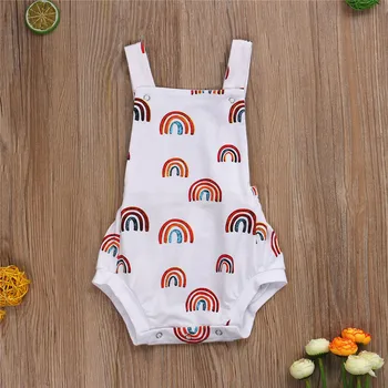 Nyfødte Baby Piger Tøj Rainbow Print Ærmer Og Ryg-Rompers Lille Barn Jumpsuits Spædbarn Tøj Tøj Til Drenge, Piger