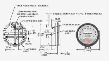 TE2000 0-60PA Micro Differential Pressure Gauge meter Høj Neutral Panel Runde Type Pointer Instrument Micromanometer