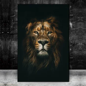 Stor Størrelse Afrikanske Vilde Løve Hoved Kunst Plakater og Prints Dyr Kunst Lærred Malerier på Væg Kunst, Billeder Hjem Wall Decor