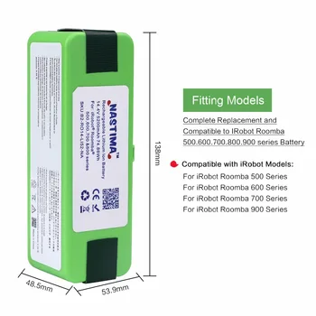 5200mAh Lithium Batteri 14,4 V For iRobot Roomba Støvsuger 500, 600, 700, 800-Serien
