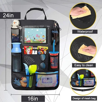 Bilens Bagsæde Organizer med Touch Screen Tablet-Holder + 9 Lommer Kick Måtter autostol Tilbage Beskyttere for Børn Småbørn