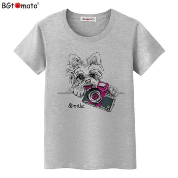 Bgtomato t-shirt med print i det materiale, der Aldrig falmer, farverige skjorte helt ny god kvalitet casual top dejlig hund, kat shirt