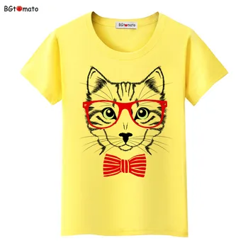 Bgtomato t-shirt med print i det materiale, der Aldrig falmer, farverige skjorte helt ny god kvalitet casual top dejlig hund, kat shirt