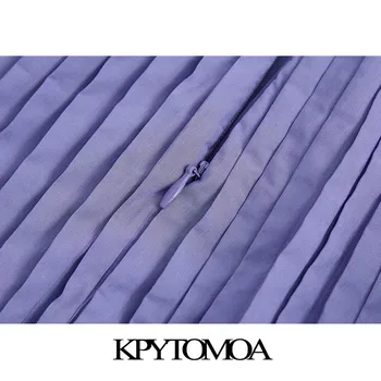 KPYTOMOA Kvinder 2020 Chic Mode Plisserede Solid Midi-Nederdel Vintage Høj Talje Side Lynlås Kvindelige Nederdele Faldas Mujer