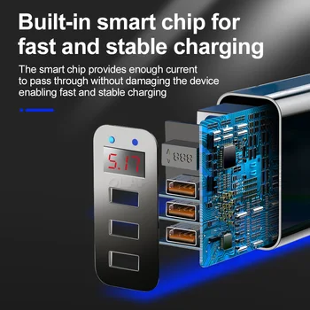 OLAF LED Display EU ' OS 3 Port USB-Oplader 3A Mobiltelefon USB-Oplader til Hurtig Opladning Oplader Til iPhone X Samsung S10 Xiaomi