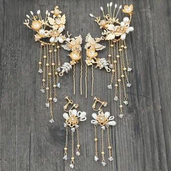 Kinesiske brude hovedklæde skridt ryste kvast tiara passer til Kinesisk bryllup phoenix medaljon cornote