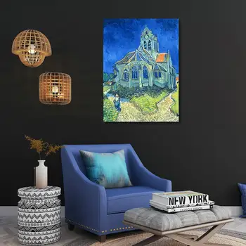 Van Gogh Orville Kirke Poppel Væg Kunst, Lærred Maleri Hjem Dekoration Til Soveværelse, Stue Landskab Maleri, Kalligrafi