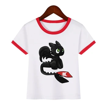 2019 Nye Ankommer børn Tegneserie t-shirt Black dragon Hvid T-Shirt Til Drenge, Piger, Børn, Casual skjorter, toppe,KTP6122
