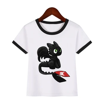 2019 Nye Ankommer børn Tegneserie t-shirt Black dragon Hvid T-Shirt Til Drenge, Piger, Børn, Casual skjorter, toppe,KTP6122