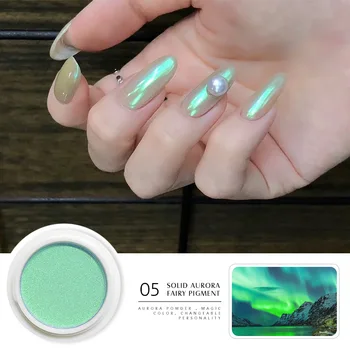 Nye Glas Aurora Støv 0,4 g Max Solid Is Gennemsigtig Magiske Spejl Pulver Glitter Nail Art Dekorationer Havfrue Chrome Pigment DIY