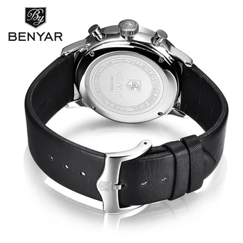 Kvarts mænds ure BENYAR top mærke luksus business-ur-mænd mode sport Læder armbåndsur chronograph Relogio Masculino