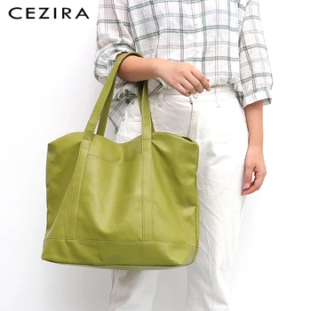 CEZIRA Large Tote Taske Til Kvinder Mode Vegan Læder skuldertasker Damer Afslappet PU Læder Håndtasker Kvindelige Daglige Shopping Tasker