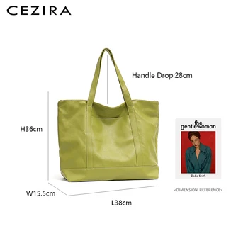 CEZIRA Large Tote Taske Til Kvinder Mode Vegan Læder skuldertasker Damer Afslappet PU Læder Håndtasker Kvindelige Daglige Shopping Tasker