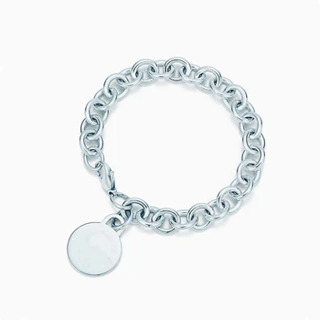 S925 Sterling Sølv Armbånd med hjerteformet Lås Beaded(10mm) Høj Kvalitet, 1:1 Med Logo,Kvinder, Fødselsdag, Gave, Fine Smykker
