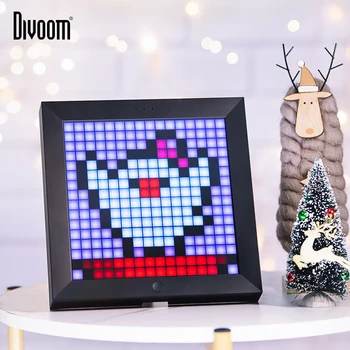 Divoom Pixoo Digitale fotoramme Vækkeur med Pixel Kunst Programmerbar LED-Display, Neon Lys Tegn Indretning, nytår Gave 2021