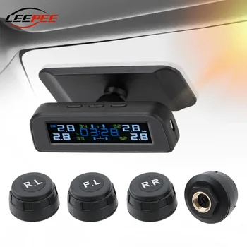 LEEPEE Bil Tire Pressure Monitor System Auto Sol TPMS Dækkets Temperatur Advarsel Brændstof Spar Bil Tilbehør 4 Eksterne Sensorer