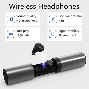 T6 Bluetooth-Headset, Trådløse Binaural Tung Bass In-ear Mini Kører Sports Hovedtelefon Ørepropper Generelt Usynlige støjreduktion