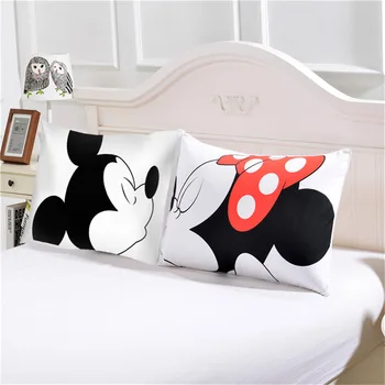 Mickey Mouse, Minnie Hr. og Fru Pudebetræk Hjem Tekstil-2stk Par Hvide Pude Dække Dekorative Puder Tilfælde Stue 50x75cm