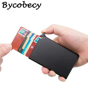 Bycobecy Smart Card Wallet Tynd ID-Kort Sag RFID Anti-tyveri Unisex Automatisk Solid Metal Slank Bank Kreditkort Holder