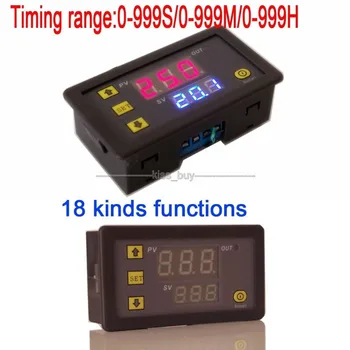 Dc 12V Digital led display tid relæmodul timer / delay / cycle / dækker Modul 0-999 timer/minutter/sekunder