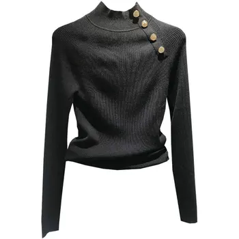 Sort Rullekrave, Ulden Strikket Pullover Sweater for Kvinde Designer Luksus Kvinde Tøj Jumper Jersey Strik Harajuku