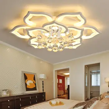 Hvid Akryl Moderne Lysekrone Lys Til stuen Soveværelse fjernbetjening Led indendørs Lampe Hjem dæmpbar Belysning de