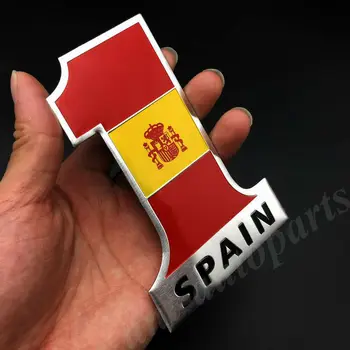 Metal No. 1 Spanien Spansk Flag Bilens Bagagerum Bagskærm Logo Badge Decal Sticker