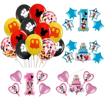 Disney Mickey Mouse Balloner Fødselsdag Minnie Mouse Party Dekorationer Børn Happy Birthday Aluminium Folie Brev Ballon Sæt