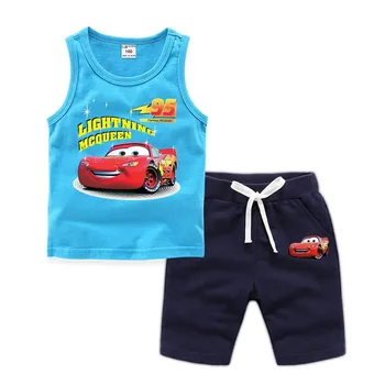 Disney ny 1 sæt børns passer til bilen trykt vest shorts, der passer bomuld mode løs hjem komfortable unisex børne-T-shirt