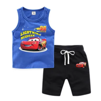 Disney ny 1 sæt børns passer til bilen trykt vest shorts, der passer bomuld mode løs hjem komfortable unisex børne-T-shirt
