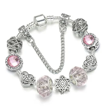 TOGORY Høj Kvalitet Charms Perler passer Oprindelige Sølvfarvet Armbånd med Krystal Perler Mærke Armbånd til Kvinder Mode Smykker