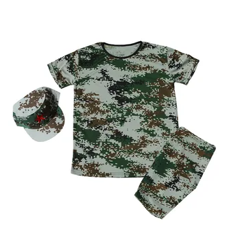 Børn, 3-Pc ' er, Militær Tøj Børn Hær Militære Uniform Scouting Skole, Uddannelse Camouflage Korte Ærmer Tops+bukser+hat Sæt
