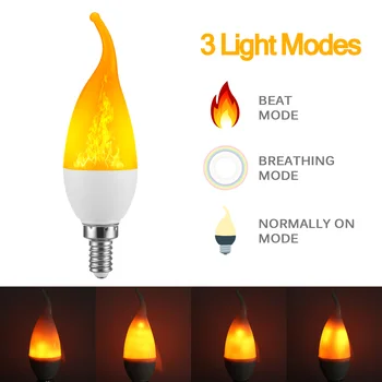 3 Modes LED Flamme Lampe 4W E12 LED Flamme Effekt Brand Pære Flimmer-Emulering Lys AC 110V 220v til Halloween Jul