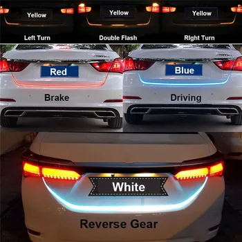 1,2 m 12V RGB-Flow Type LED Bil Bagklap Strip Vandtæt Bremse Køre Igen Signal Light Car Styling 4 Farver