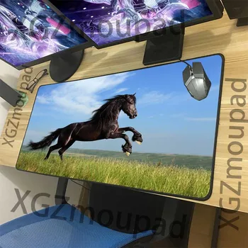 XGZ Dyr Hest Græsarealer Natur Brugerdefinerede Stor Gaming Mouse Pad Black Lås Kant Computer Bord Mat Hastighed Gummi, Non-slip Xxl